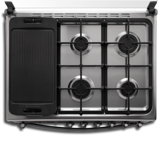 COCINA INDURAMA ROMA 6 QUEMADORES 32 PLGDA CROMADA QUARZO PLUS C HORNO